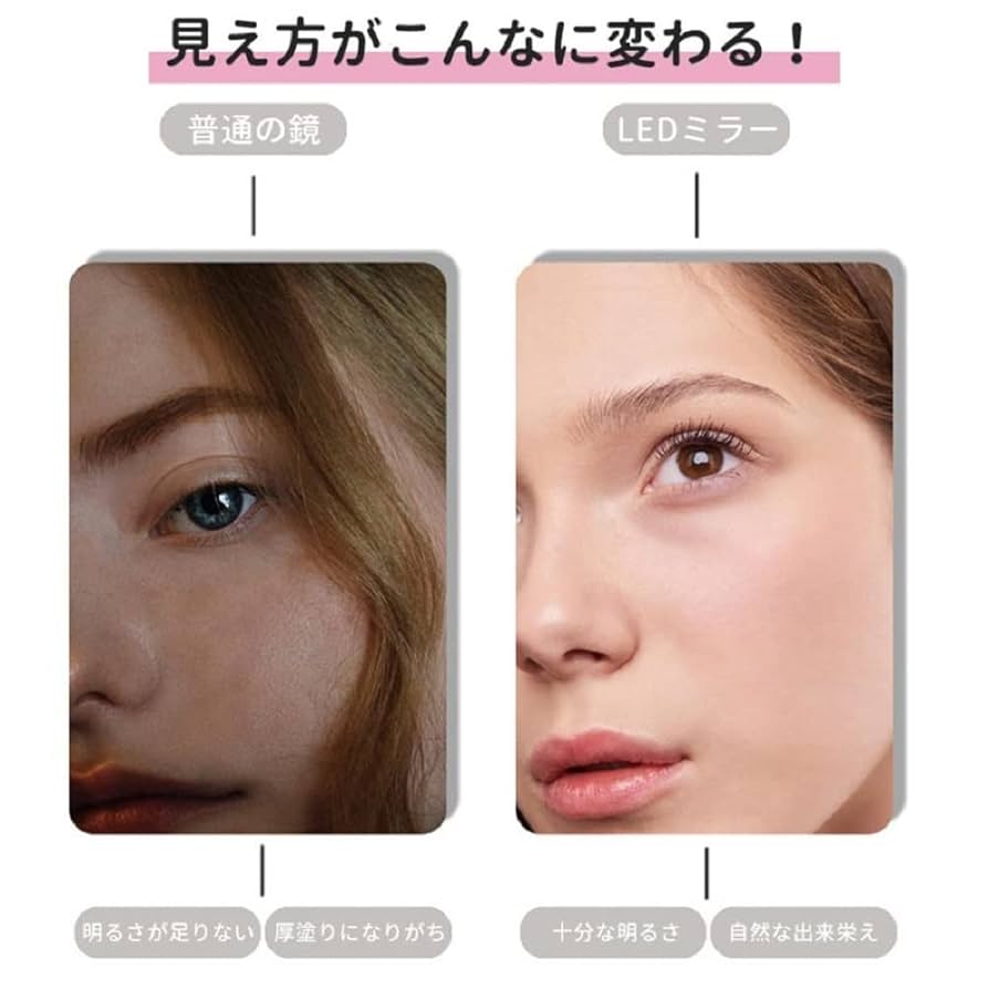 女優ミラー  鏡 ミラー スタンドミラー 化粧 化粧鏡 卓上ミラー ライトアップ WIDREAM 女優ミラー 卓上鏡 【メイクアップアーティスト監修